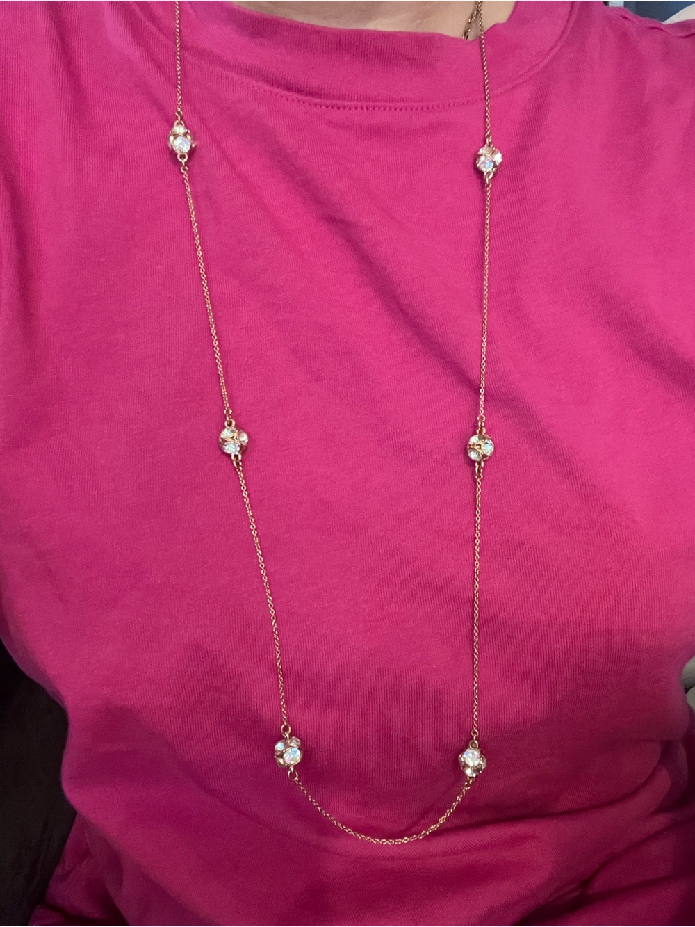 kate spade Long Gold Station Necklace with Pink Accents